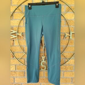 Lululemon Ready To Race Crop Deep Cove Ice Womens Sz 8 Leggings Teal Blue